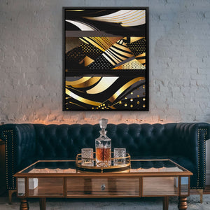 Black Gold Abstract V-2 - Black Canvas Print