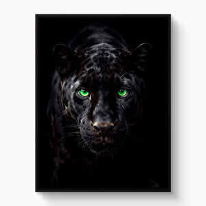 Black Panther Emerald Stare โ black panther emerald stare white studio framed black