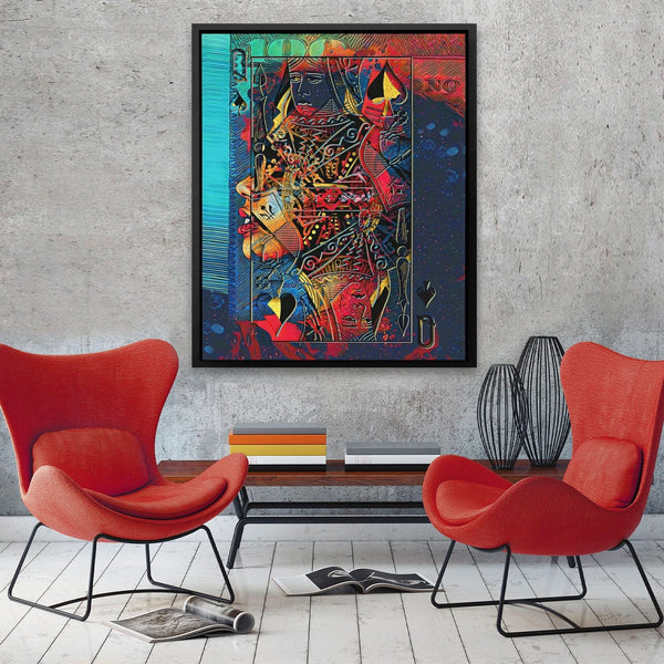 Black Queen of Spades in a room