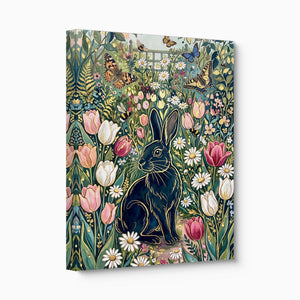 Black Rabbit Garden โ black rabbit garden angled flush print