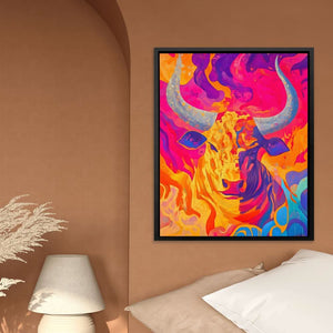 Blazing Bull Fury - Blue Bull Canvas Print