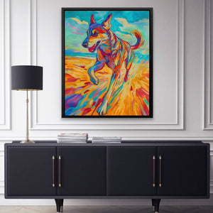 Blazing Canine - Abstract Orange Canvas Wall Art