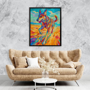 Blazing Canine - Dog Wall Art in Black Frame