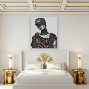 Blindfolded Goddess Gold - Luxury Wall Art