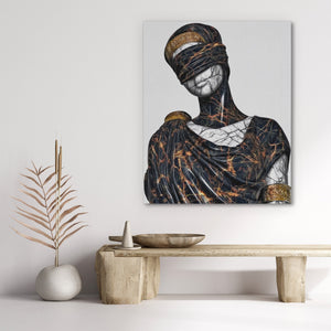 Blindfolded Goddess Gold - Luxury Wall Art