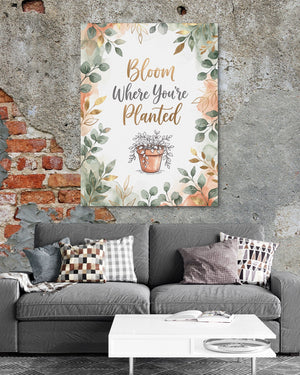 Bloom Where Planted โ bloom where planted psd exposed brick grey couch 1port flush print