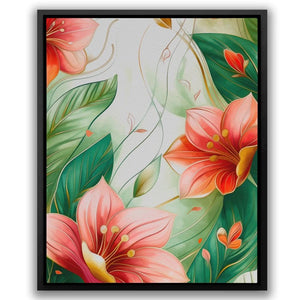 Blooming Pink Flowers - Nature Wall Art in Black Frame