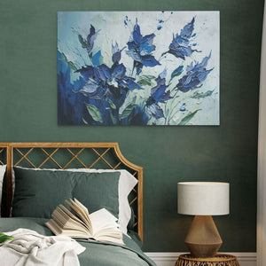 Blue Abstract Flowers - Luxury Wall Art