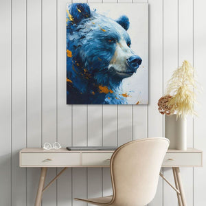 Blue Bear - Blue Canvas Wall Art
