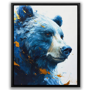 Blue Bear - Bear Wall Art in Black Frame