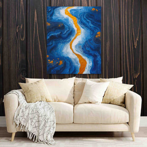 Blue Canyon - Vertical Wall Art in Black Frame