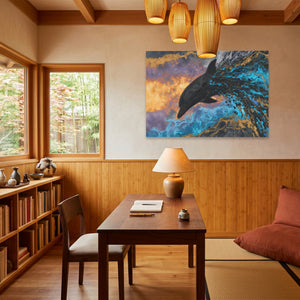 Blue Dolphin Burst — Blue Dolphin Burst Wood Minimalist Room Land 209