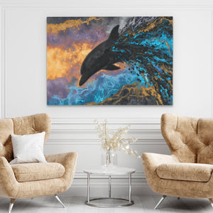 Blue Dolphin Burst — Blue Dolphin Burst brown chairs land 225