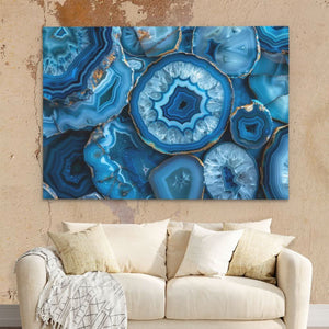 Blue Earth Crystal - Large Abstract Canvas Print