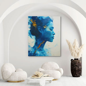 Blue Face - Wall Art in Black Frame