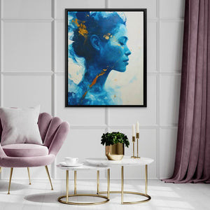 Blue Face - Blue Canvas Wall Art