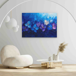 Blue Floral Arrangement - Blue Canvas Wall Art