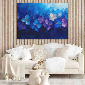 Blue Floral Arrangement - Flowers Wall Art in Black Frame