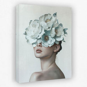 Blue Flower Lady - Feminine Canvas Wall Art