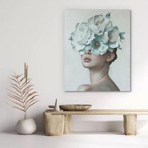 Blue Flower Lady - Large Modern Canvas Print
