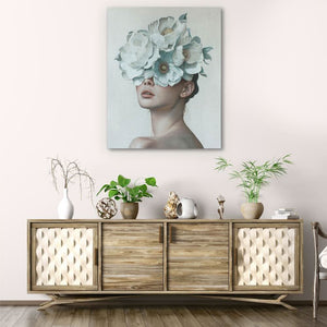 Blue Flower Lady - Floral Canvas Print