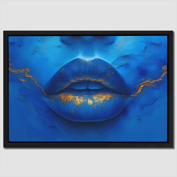 Blue Gold Lips in a room