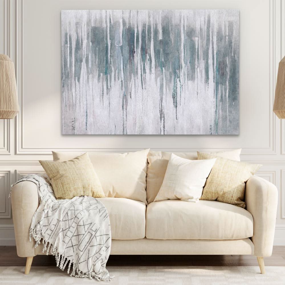 Blue Grey Wall - Gray Wall Art in Black Frame