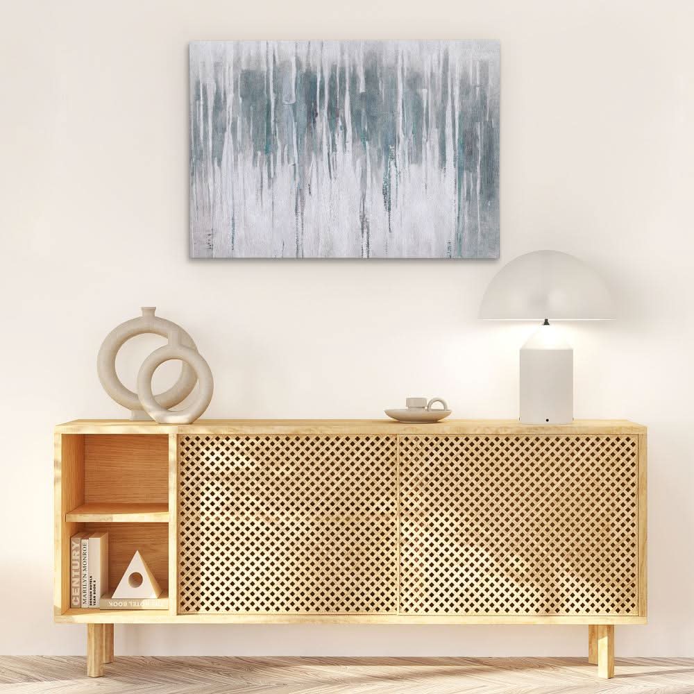 Blue Grey Wall - Large Abstract Canvas Print
