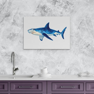 Blue Hammerhead Shark - Minimalist Wall Art in Black Frame