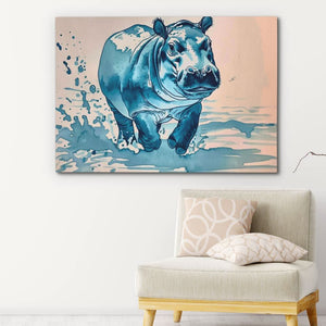 Blue Hippo - Blue Cream Canvas Print
