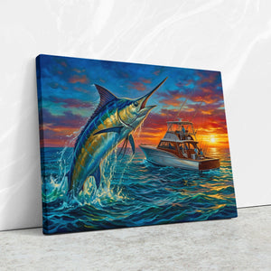 Blue Marlin Sunset — Blue Marlin Sunset Against Wall4x5 Reflect2 7