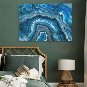 Blue Mineral - Abstract Wall Art in Black Frame