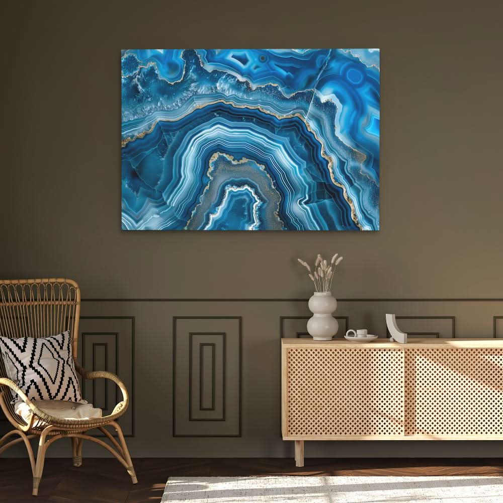 Blue Mineral - Geode Wall Art in Black Frame