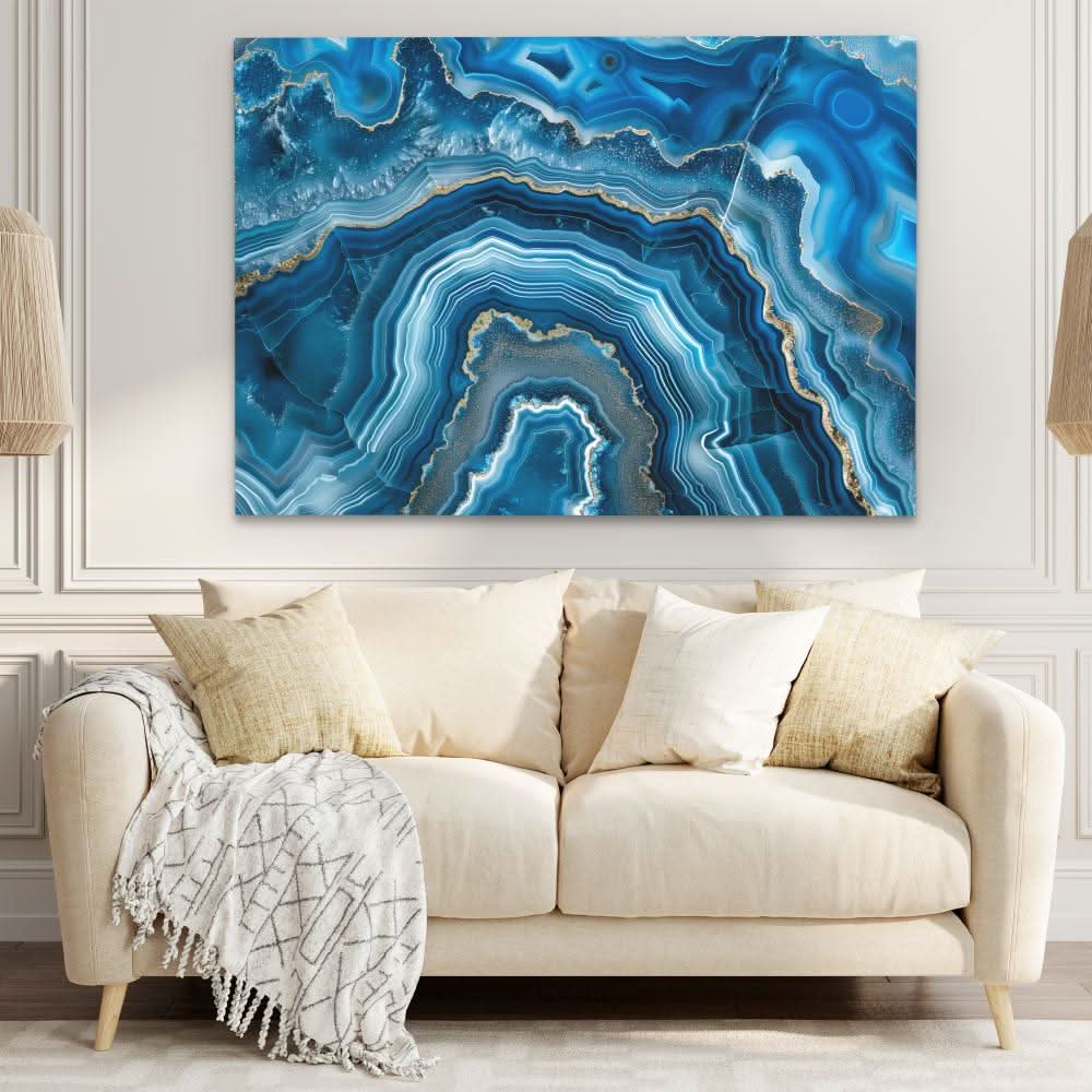 Blue Mineral - Abstract Blue Canvas Wall Art