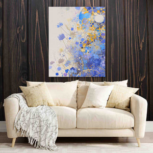 Blue Mosaic - Vertical Wall Art in Black Frame