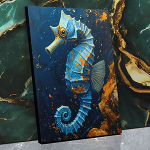 Blue Seahorse - Blue Wall Art