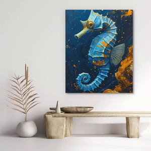 Blue Seahorse - Large Canvas Print