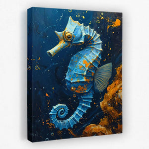 Blue Seahorse - Animals Canvas Wall Art