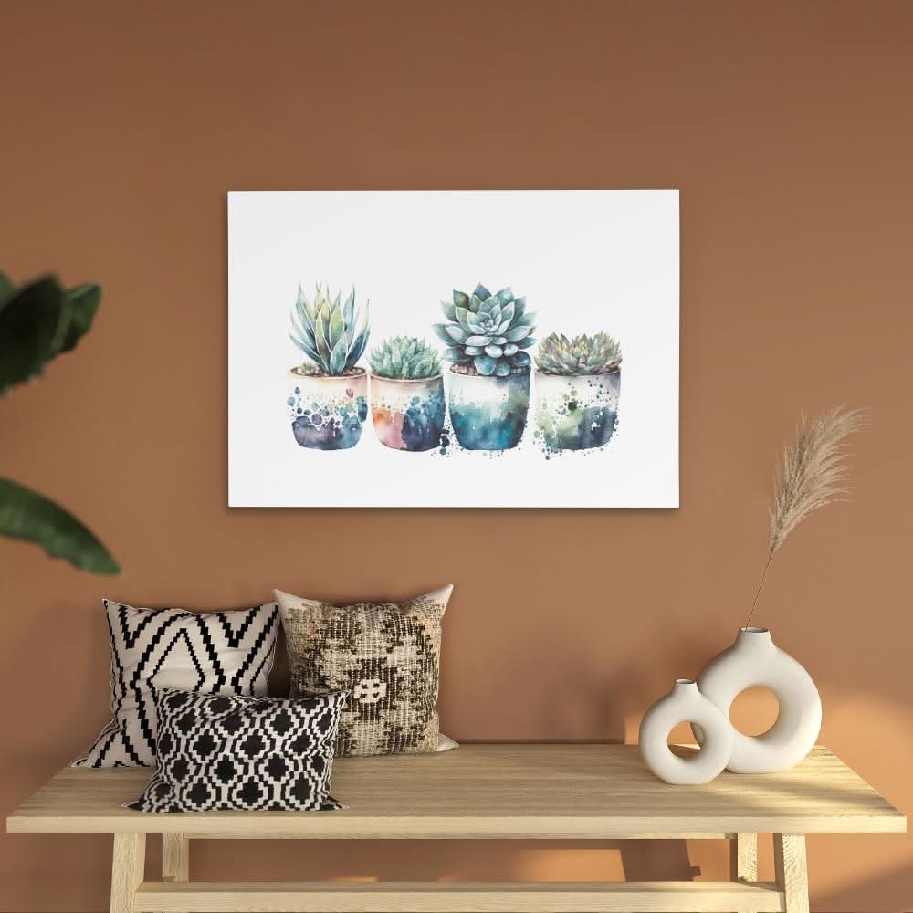 Blue Shades Succulents - Blue Wall Art