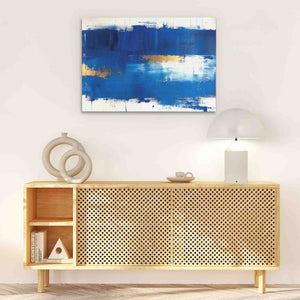 Blue Stroke - Navy Blue Wall Art in Black Frame