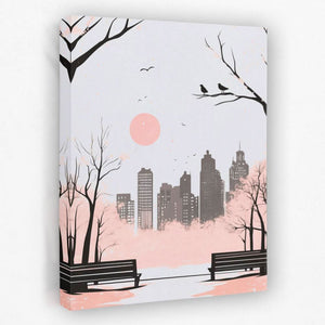 Blush Skyline - Cityscapes Canvas Wall Art