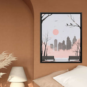 Blush Skyline - Pink Gray Canvas Print