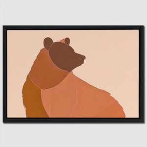 Bored Brown Bear - Bear Wall Art in Black Frame