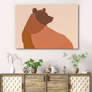 Bored Brown Bear - Large Minimalist Canvas Print