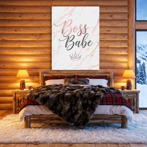 Boss Babe Pink Marble — boss babe pink marble sq cozy cabin 1port flush print