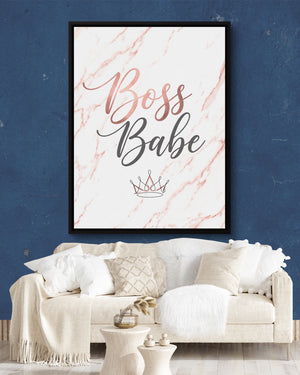 Boss Babe Pink Marble — boss babe pink marble psd navy wall white lux couch 1port framed black