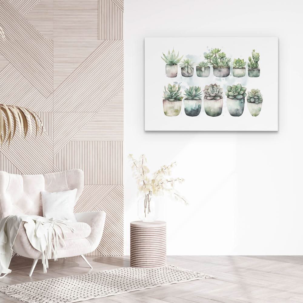 Botanical Pots - Large Minimalist Canvas Print