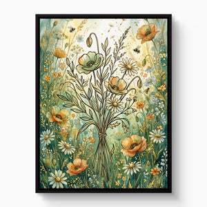 Bouquet Golden Meadow โ bouquet golden meadow white studio framed black