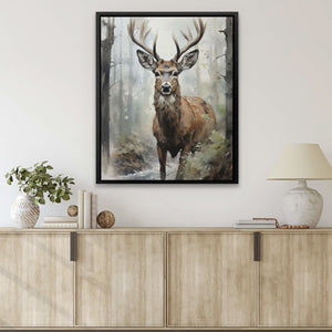 Brave Buck - Deer Wall Art in Black Frame