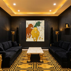 Brazen Bulls Striding — Brazen Bulls Striding Egyptian Room Port 132